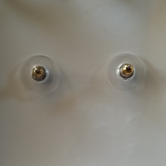 Iridescent Sparkle Stone Gold Stud Earrings! - Picture 5 of 6